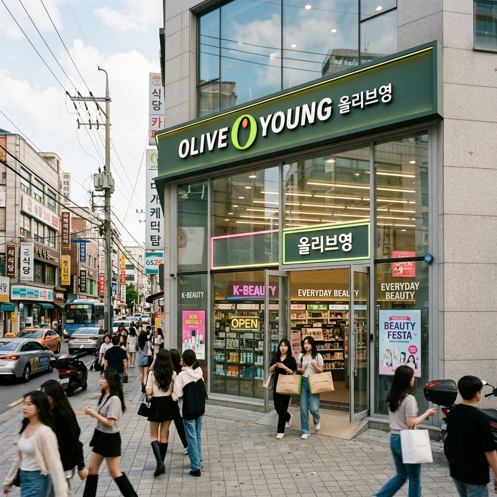 Olive Young Storefront Signboard Korea